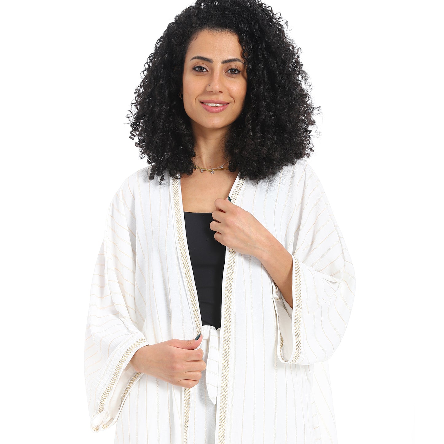 Striped kimono suit
