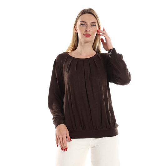 Decorative Hem Round Neck Blouse