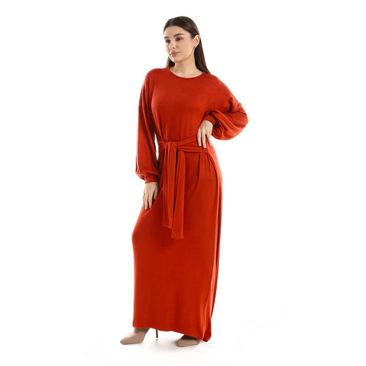 Balloon Long Sleeves Plain Dress