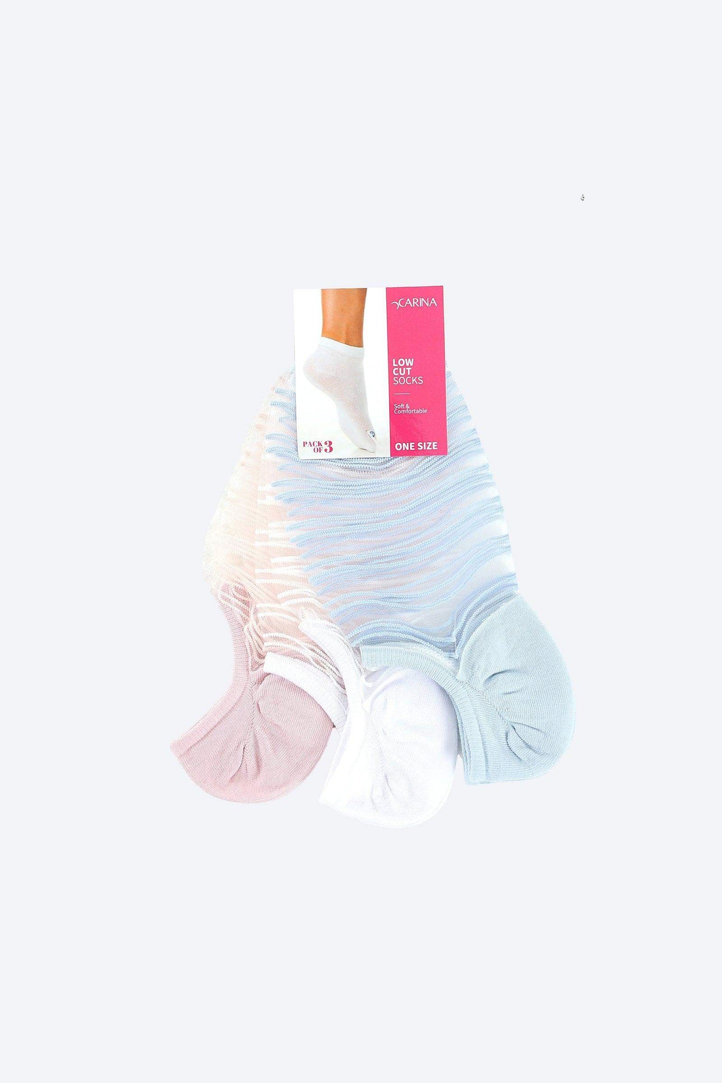 Striped Low Cut Socks - 3 Pairs - Carina - ??’????????ñ??�ÿ??ƒ?ÿ????