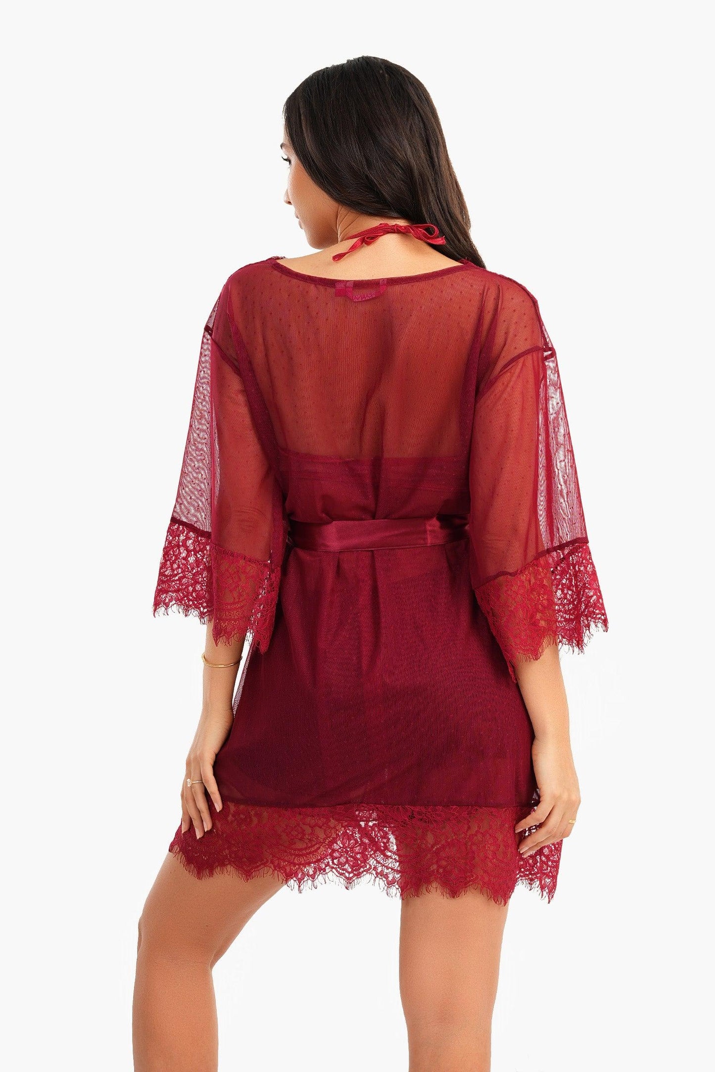 Tulle Robe with Lace