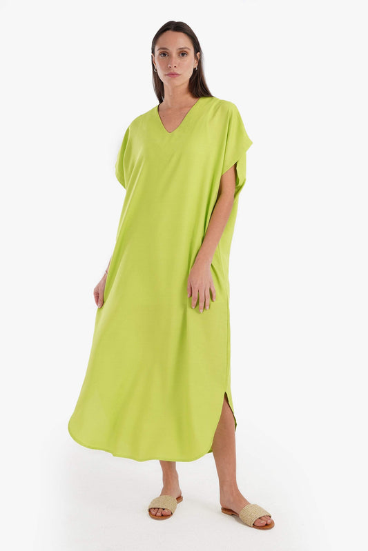 V-Neck Solid Dress - Carina - ??’????????ñ??�ÿ??ƒ?ÿ????