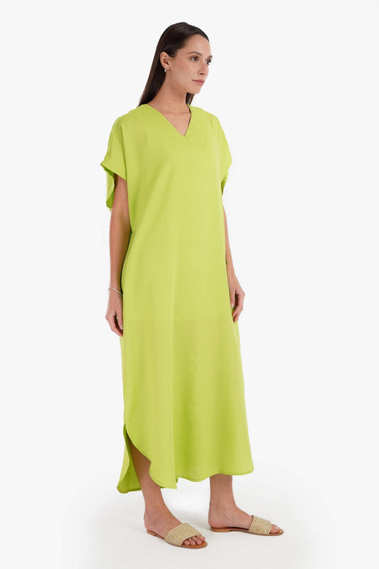V-Neck Solid Dress - Carina - ??’????????ñ??�ÿ??ƒ?ÿ????