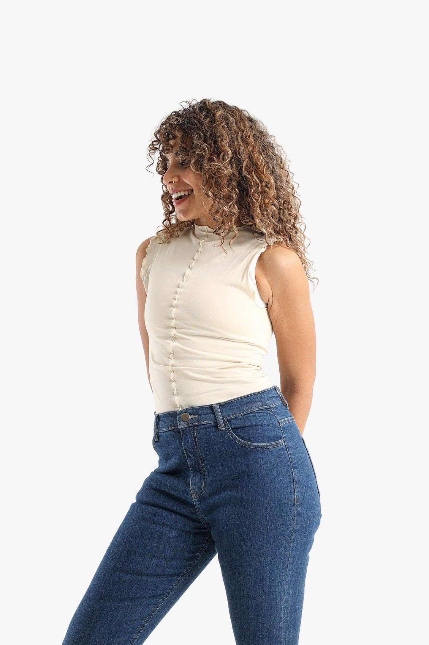 Vertical Piping Sleeveless Top - Carina - ??’????????ñ??�ÿ??ƒ?ÿ????