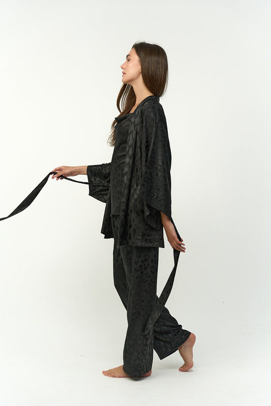 طقم بيجامة جاكار مكون من 3 قطع