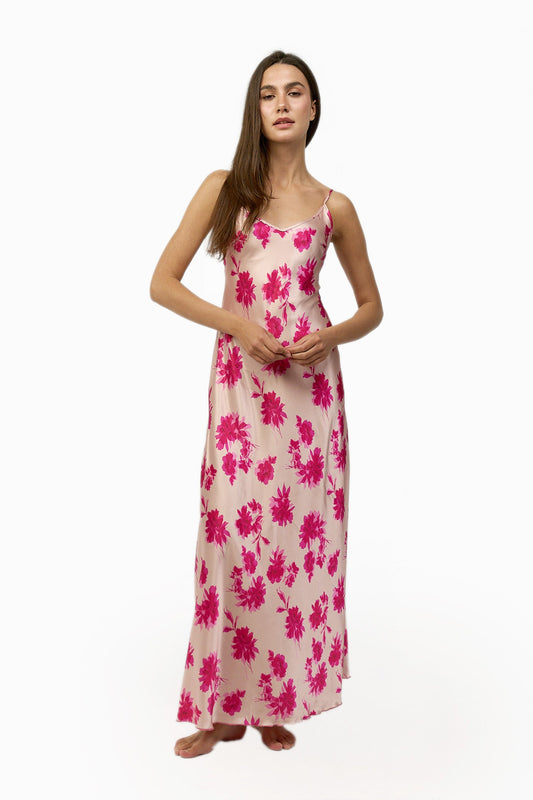 قميص نوم ساتان مزهر