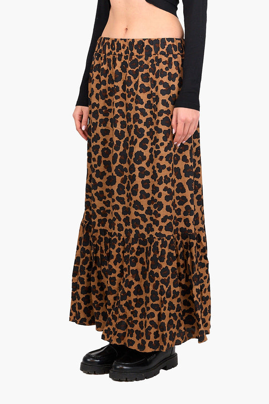 Tiger Print Tiered Skirt