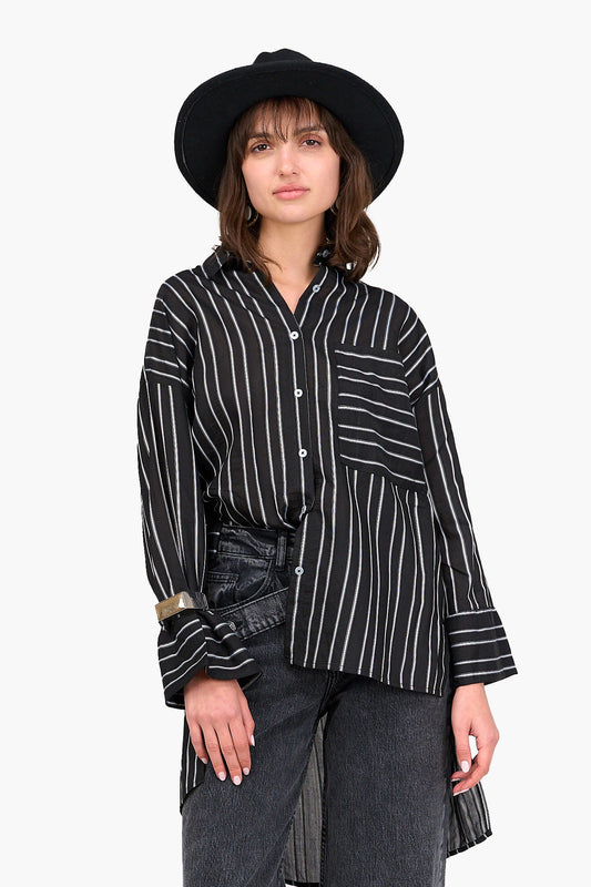 Striped High Low Shirt