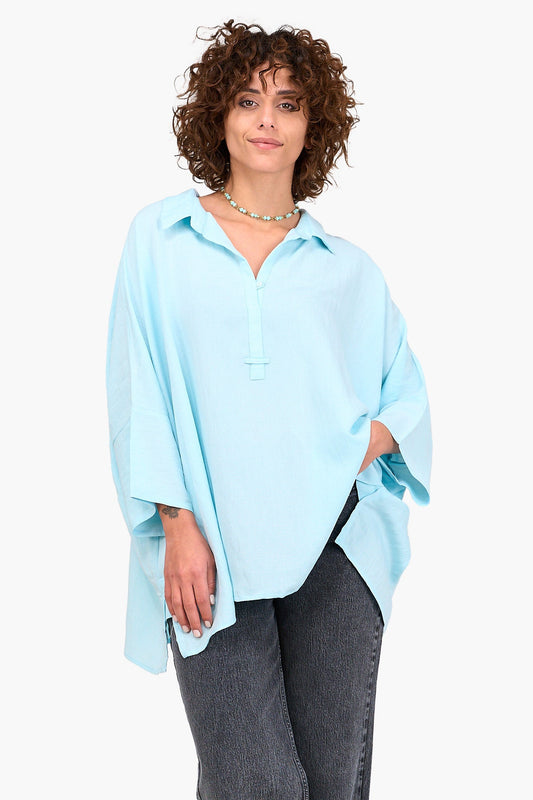 Half Placket Oversized Blouse