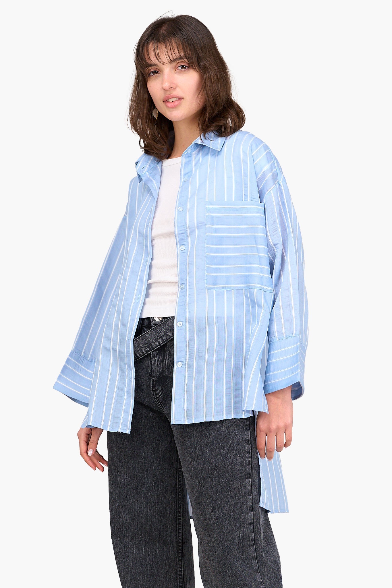 Striped High Low Shirt