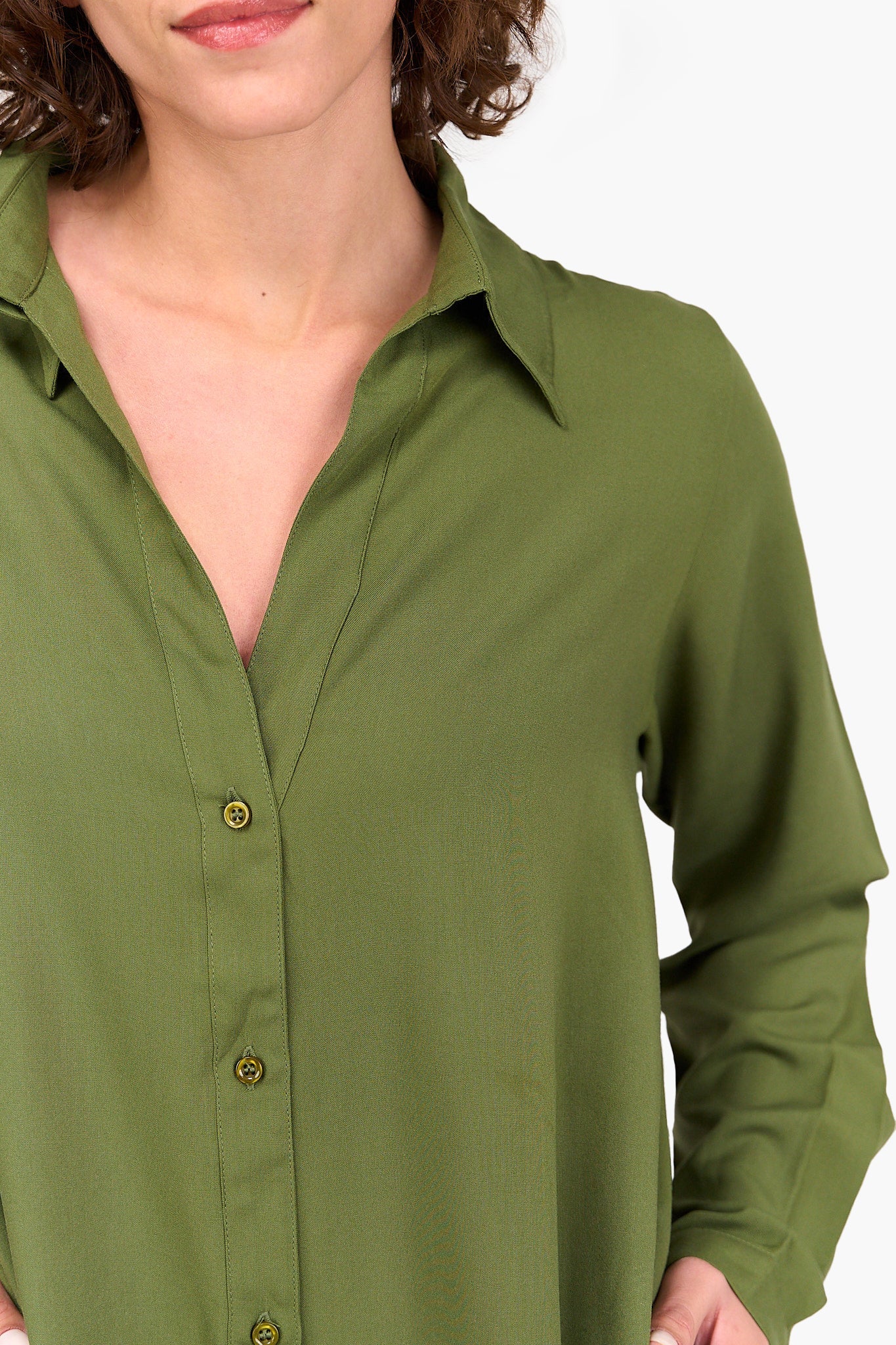 V-Collared Neck Shirt Dress