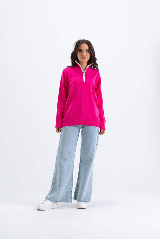 بلوفر مريح بسحاب للإغلاق