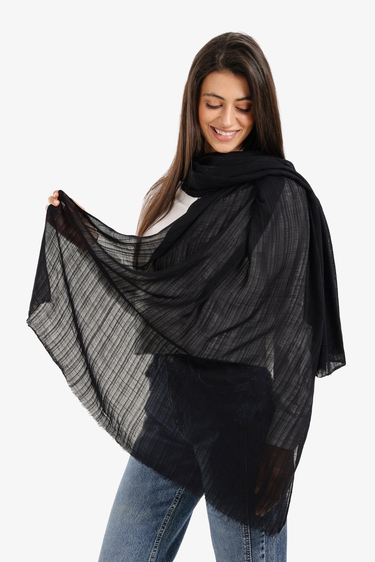 وشاح قطني مضلع منسوج