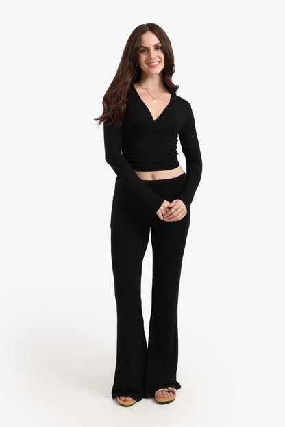 Tie-Back Wrap Lounge Top