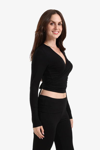 Tie-Back Wrap Lounge Top