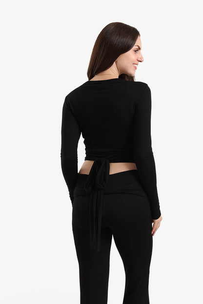 Tie-Back Wrap Lounge Top