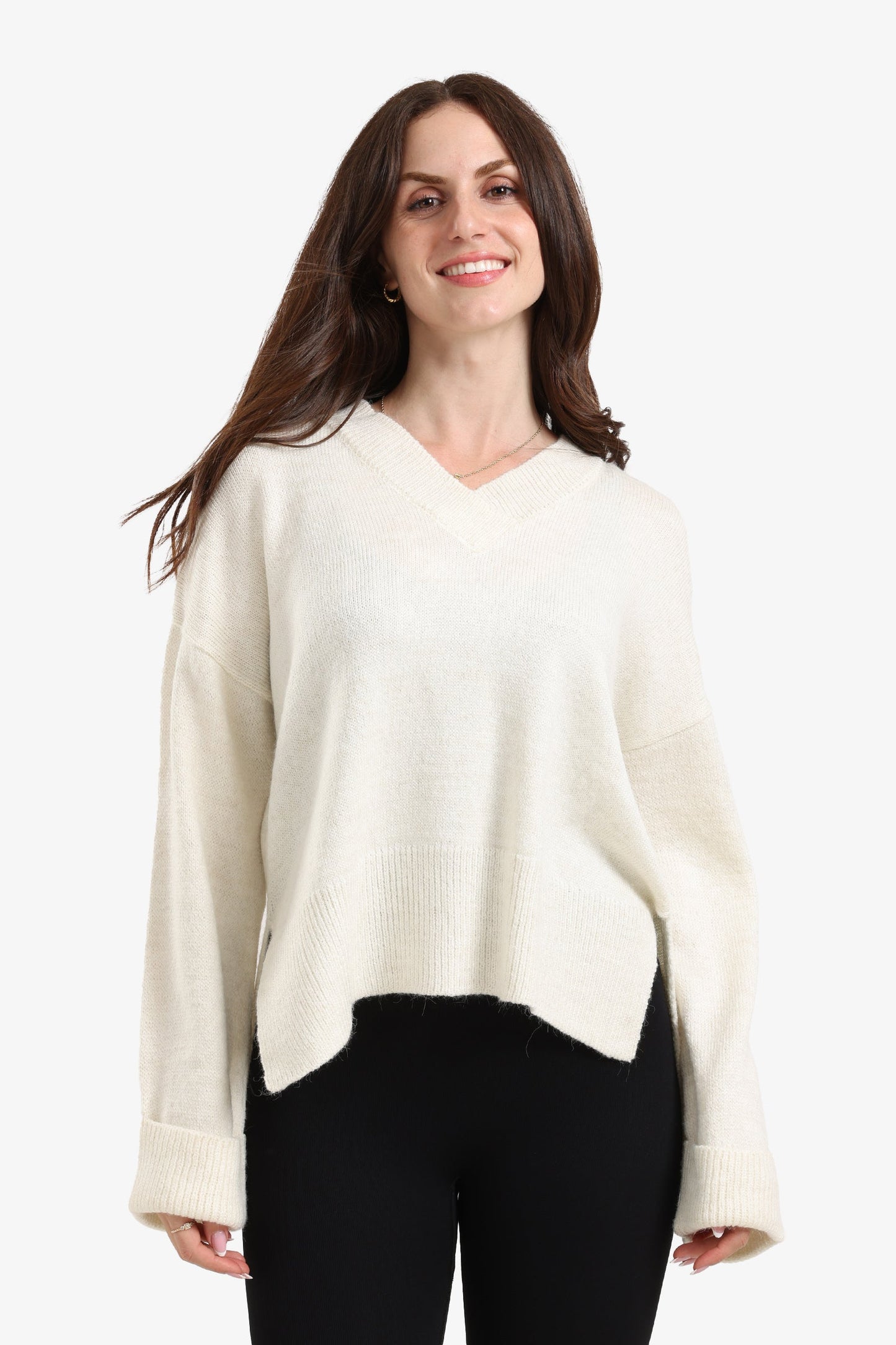 Folded Hem Wool Pullover