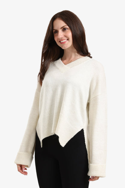 Folded Hem Wool Pullover