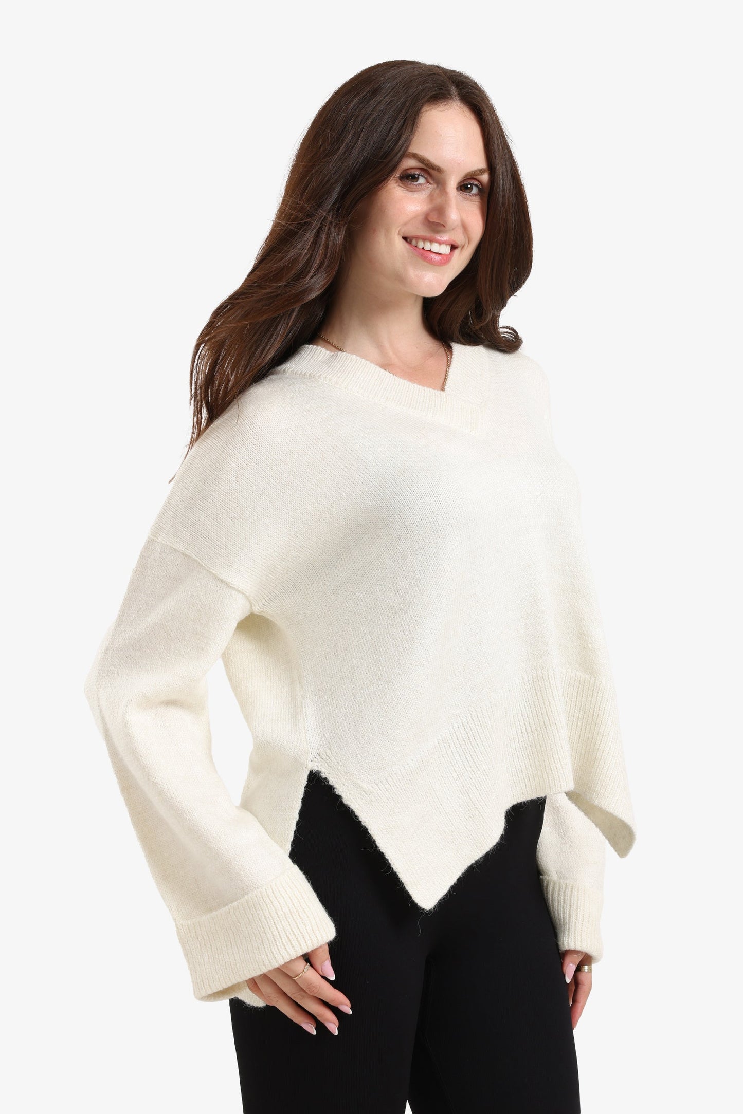 Folded Hem Wool Pullover