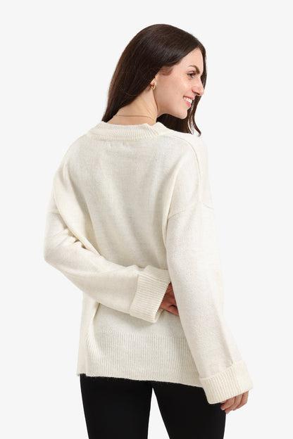 Folded Hem Wool Pullover