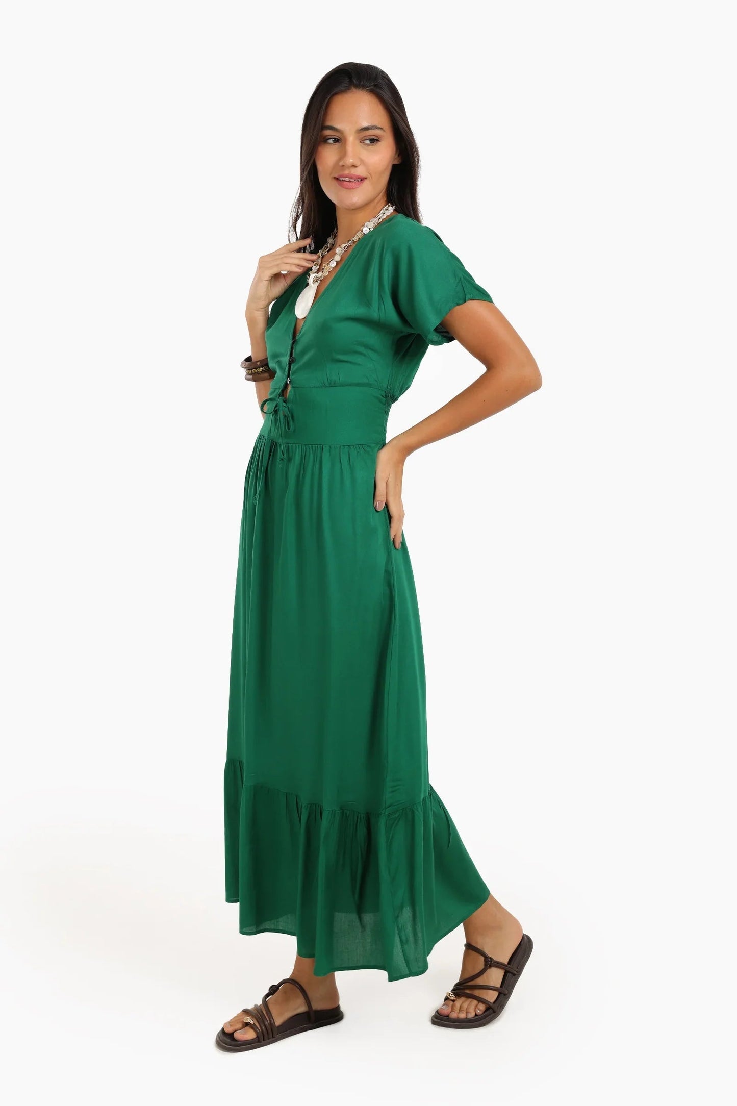 Maxi Dress with Front Drawstring