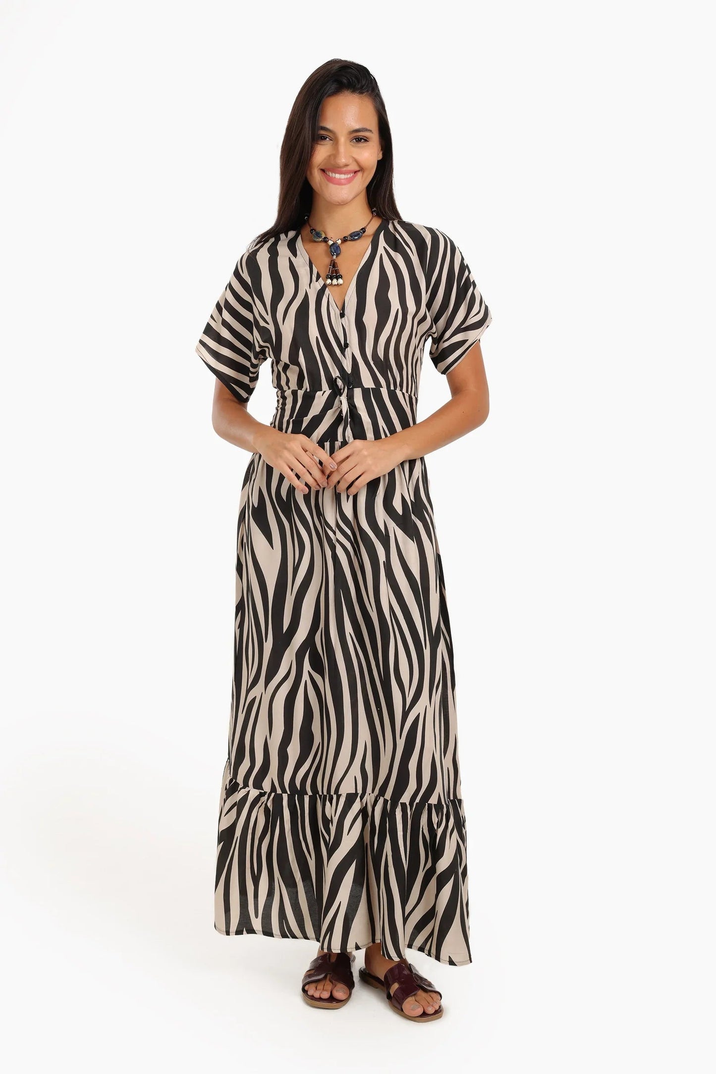 Zebra Print Tiered Dress