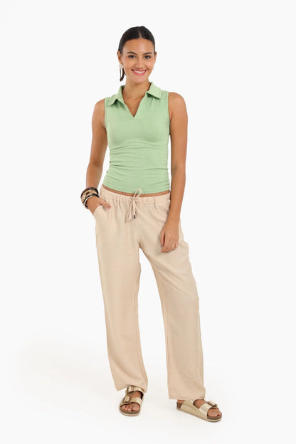 بلوزة بياقة بولو بدون درزات