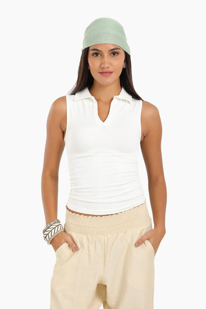 بلوزة بياقة بولو بدون درزات