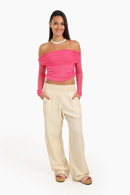 Off Shoulder Mesh Top