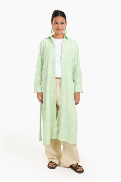 فستان قميص متوسط ​​الطول مطبوع