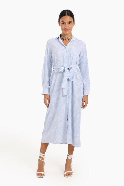 فستان قميص متوسط ​​الطول مطبوع