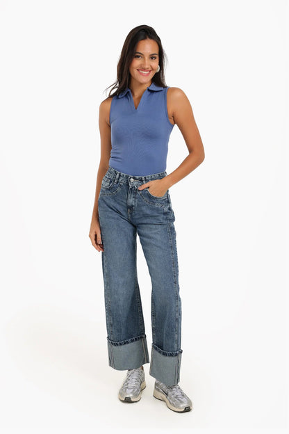 بلوزة بياقة بولو بدون درزات