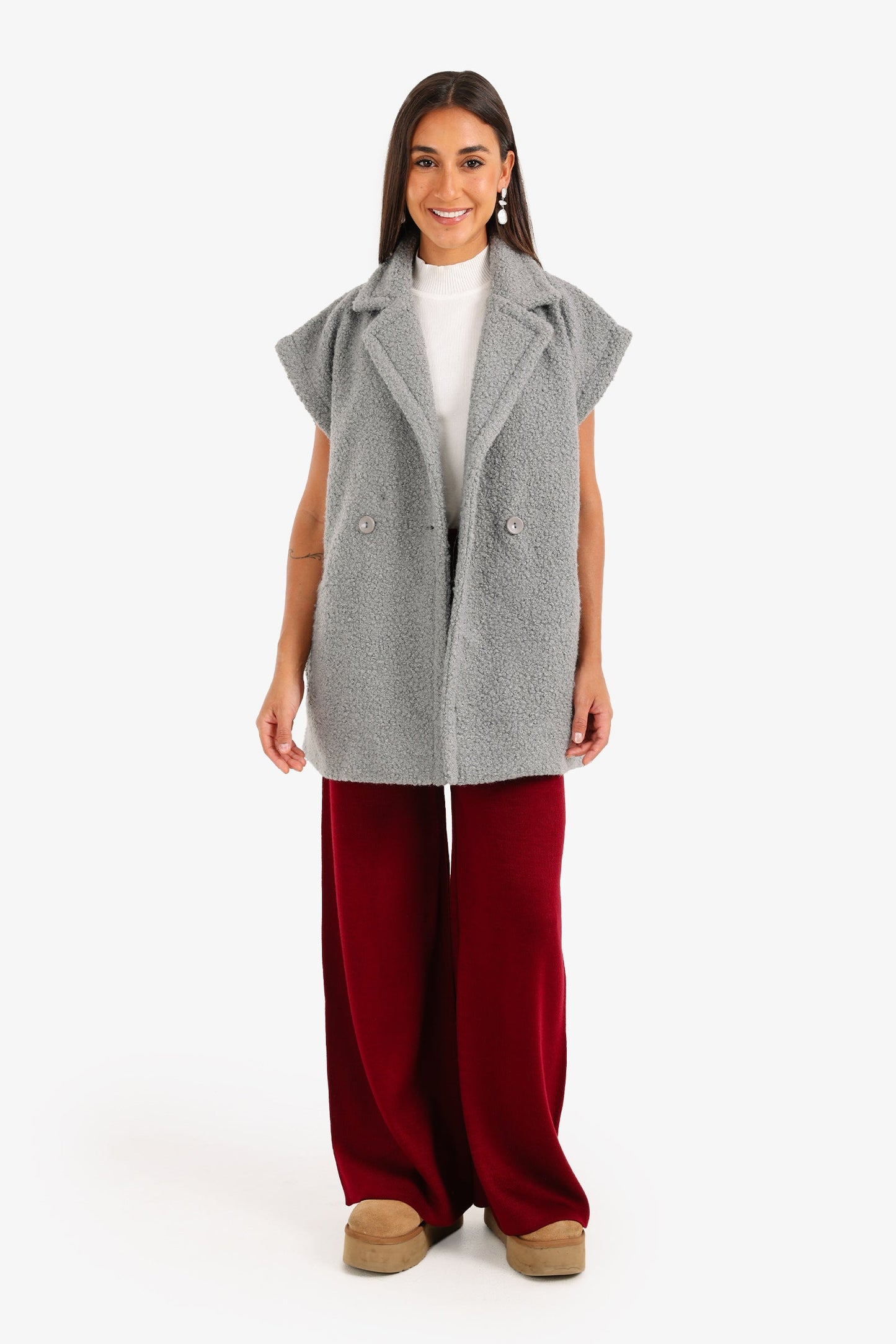 سترة مزدوجة الصدر مريحة