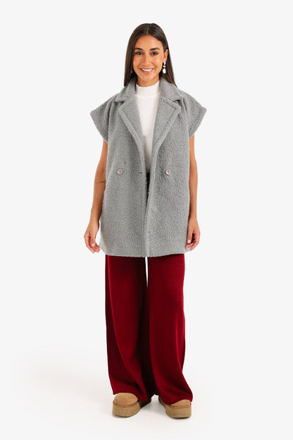 سترة مزدوجة الصدر مريحة