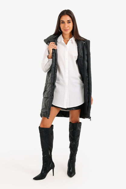 Hooded Long Puffer Vest