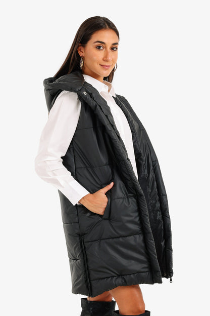 Hooded Long Puffer Vest