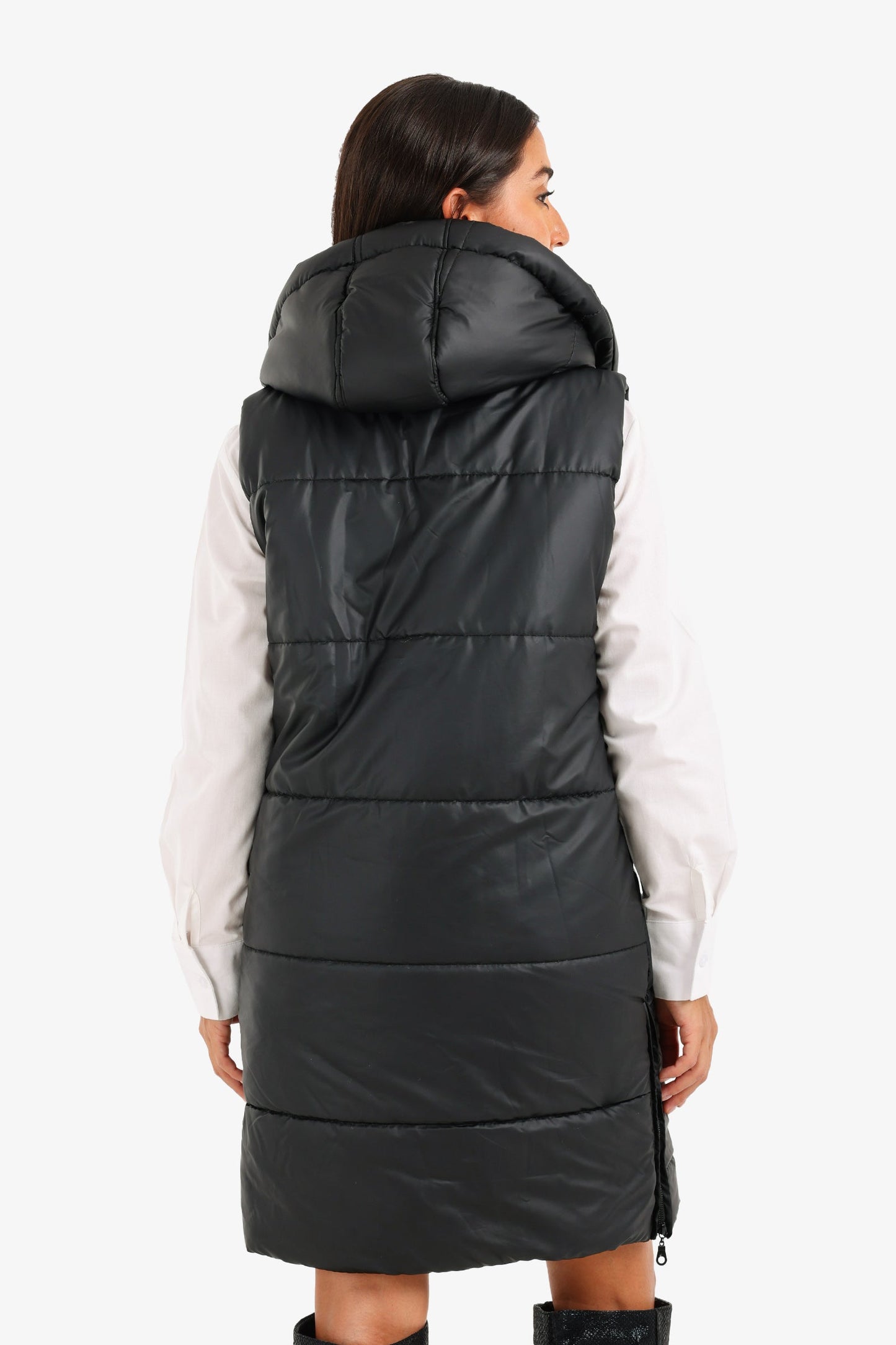 Hooded Long Puffer Vest