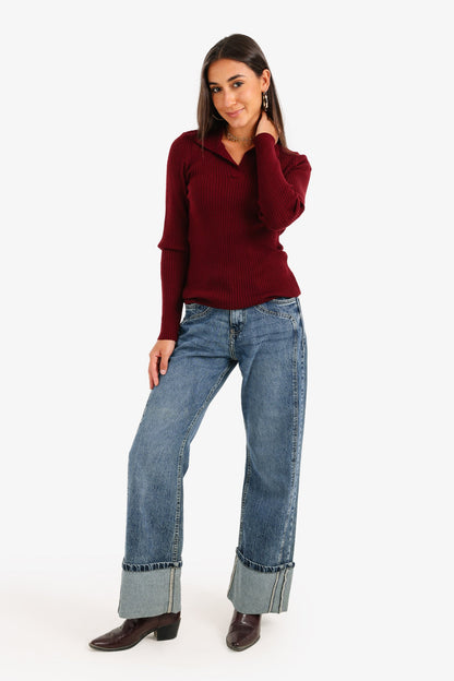 بلوفر مضلع مع ياقة