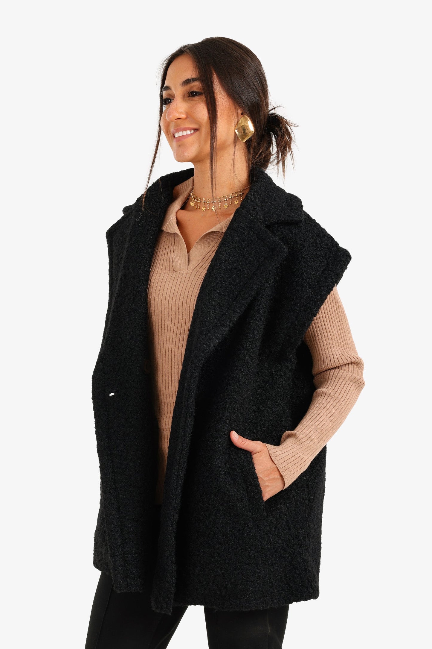 سترة مزدوجة الصدر مريحة