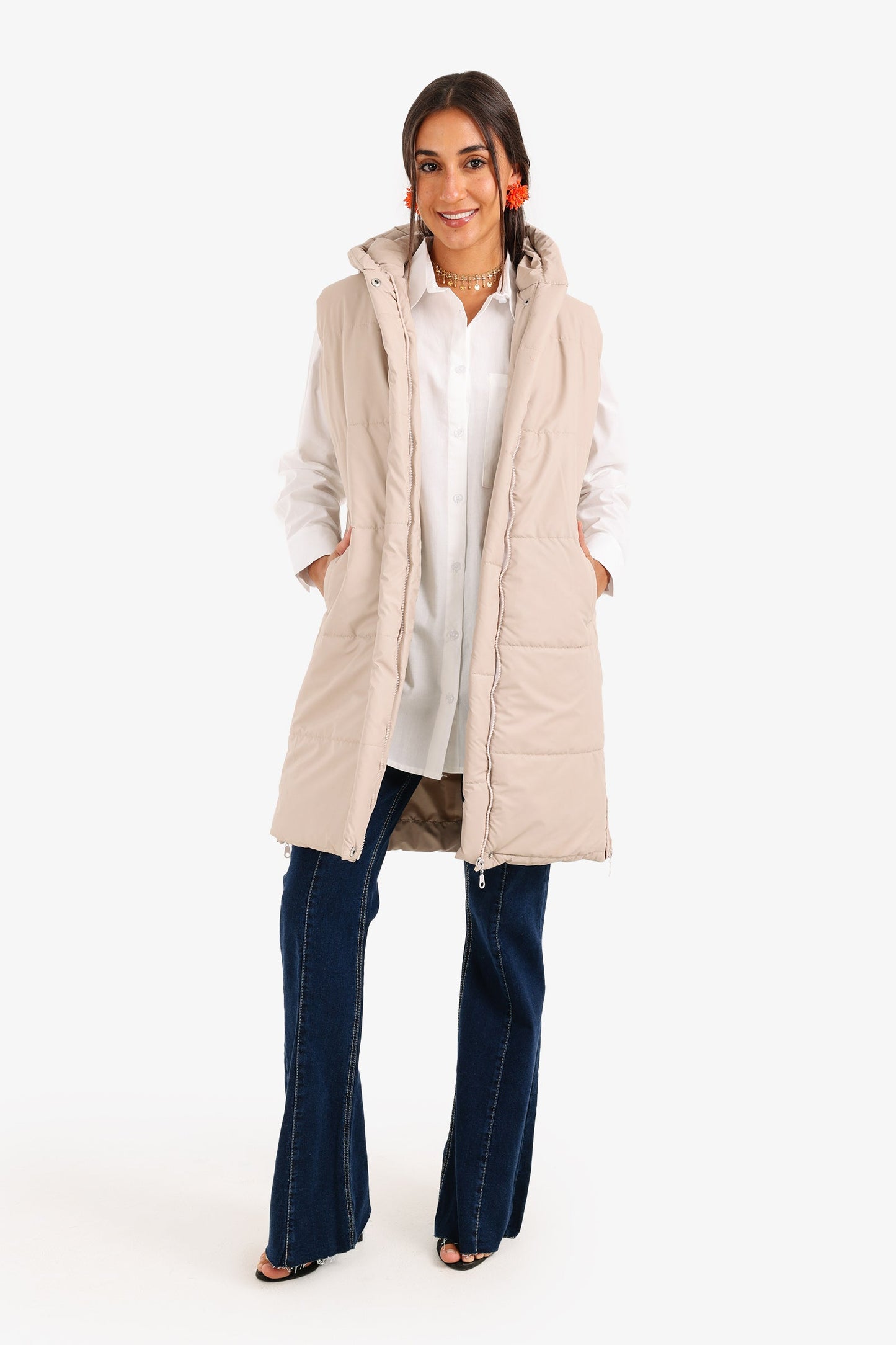 Hooded Long Puffer Vest