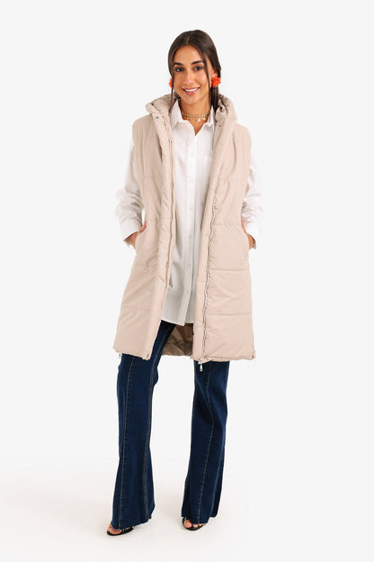 Hooded Long Puffer Vest