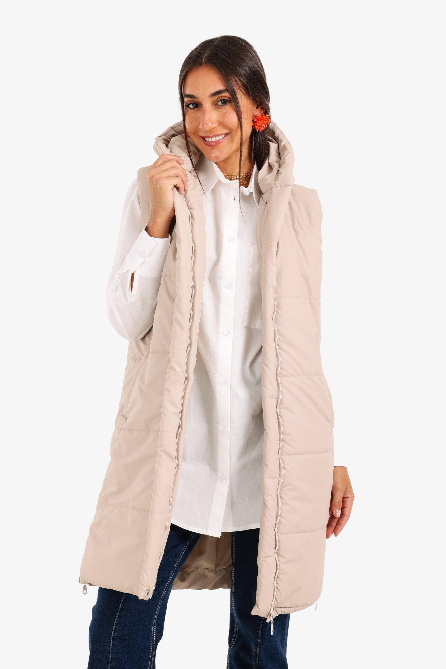 Hooded Long Puffer Vest
