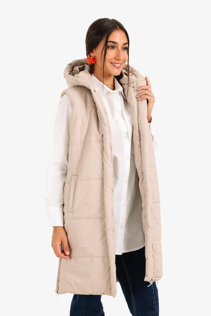 Hooded Long Puffer Vest