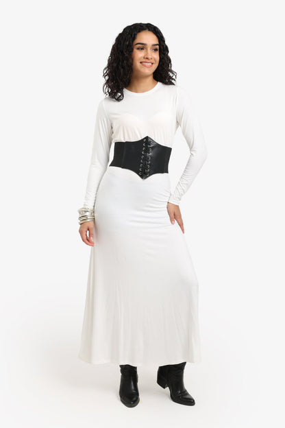 فستان محبوك طويل