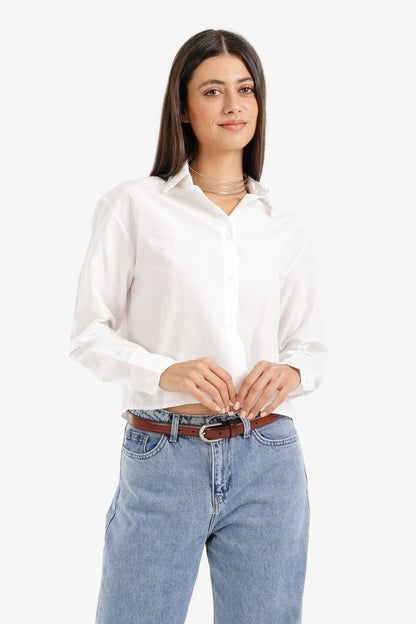 Cropped Button-Up Shirt