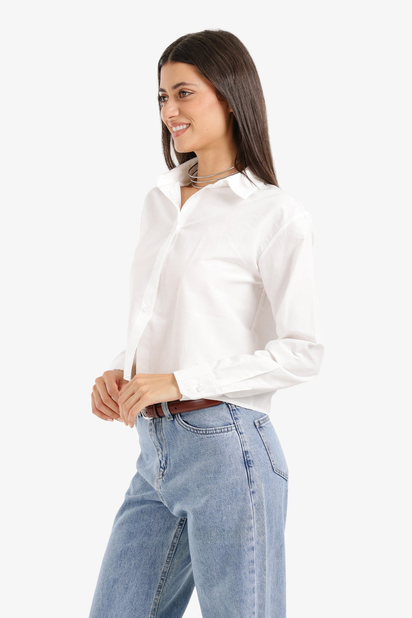 Cropped Button-Up Shirt