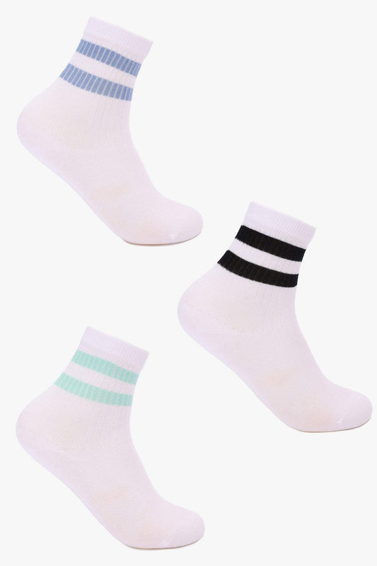 Contrast Stripes Socks - 3 Pairs