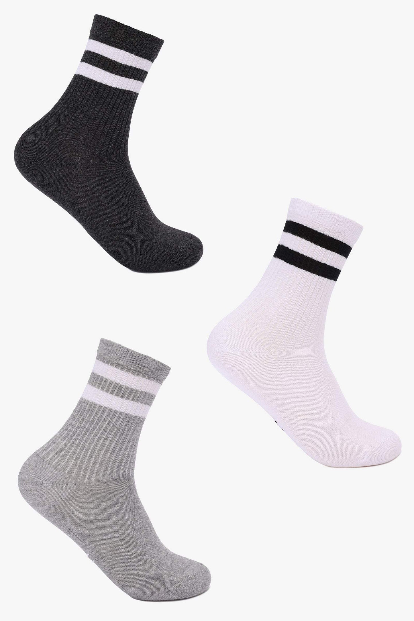 Contrast Stripes Socks - 3 Pairs