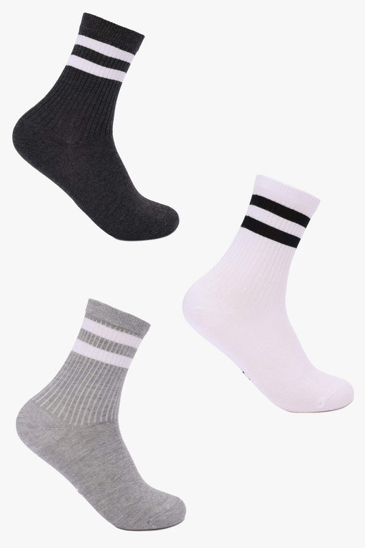 Contrast Stripes Socks - 3 Pairs