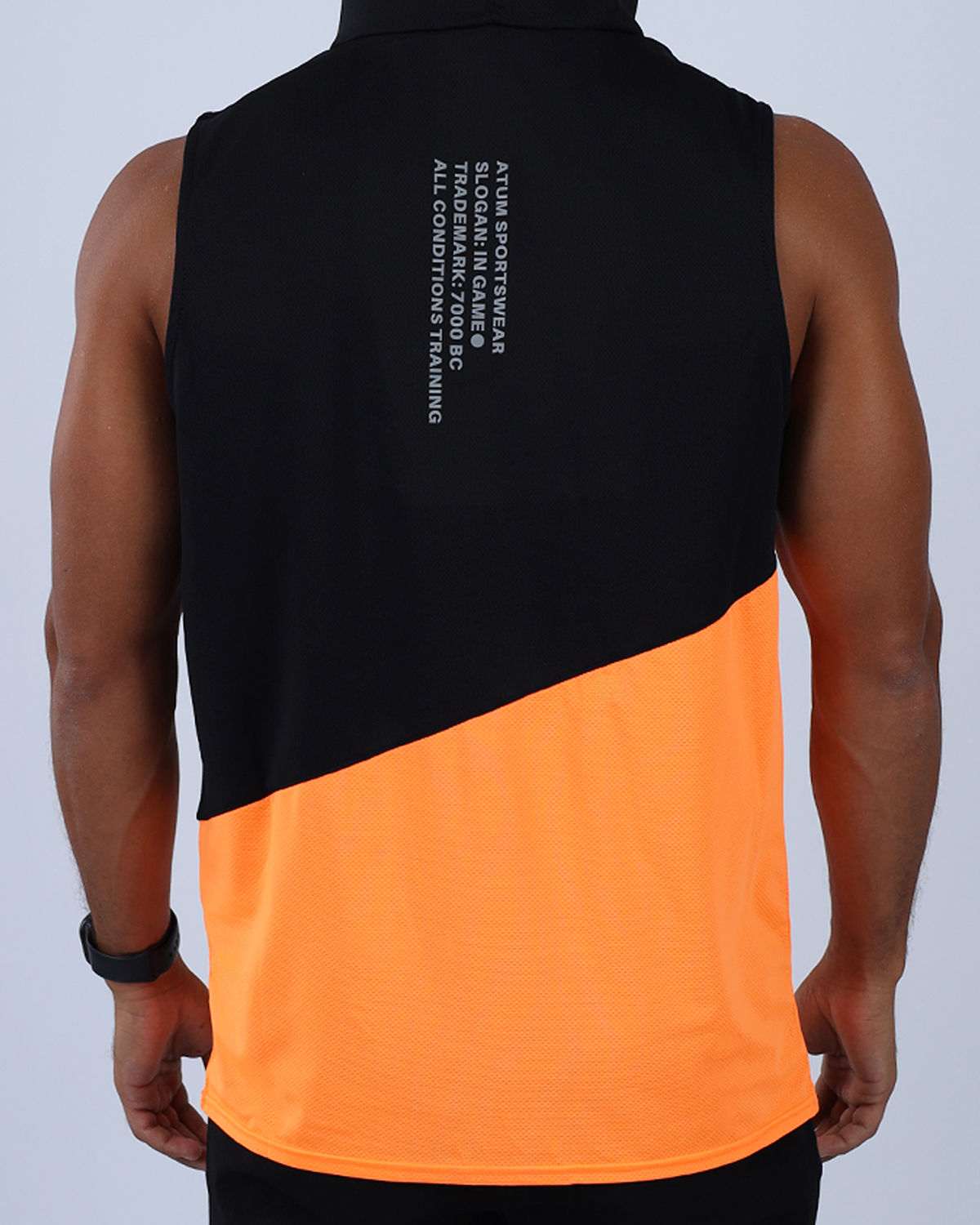 Orange Sleeveless Breathable Hoodie